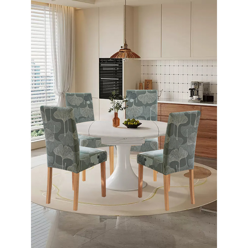 Housse extensible pour chaise de salle à manger, paquet de 4, Mélange de polyester vert