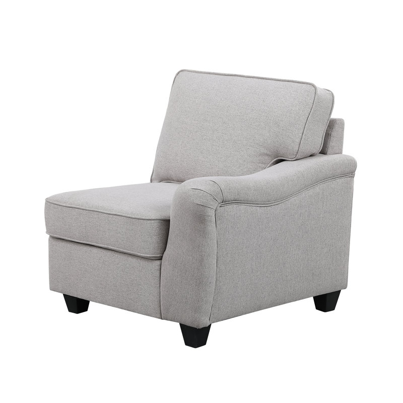 Beulah Upholstered L-Shaped Sectional Reversible, Light Gray Linen