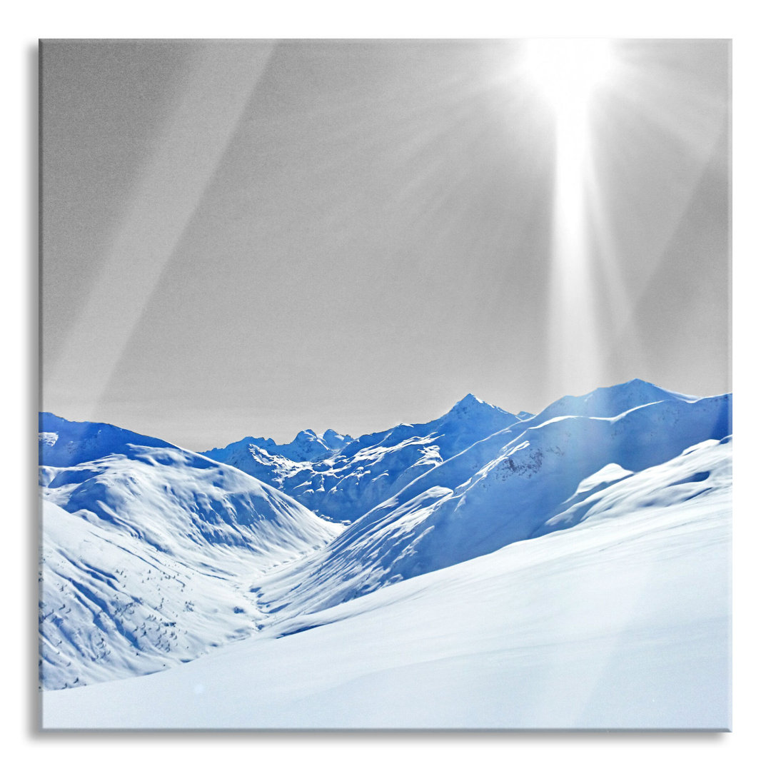 Glasbild Berglandschaft im Winter