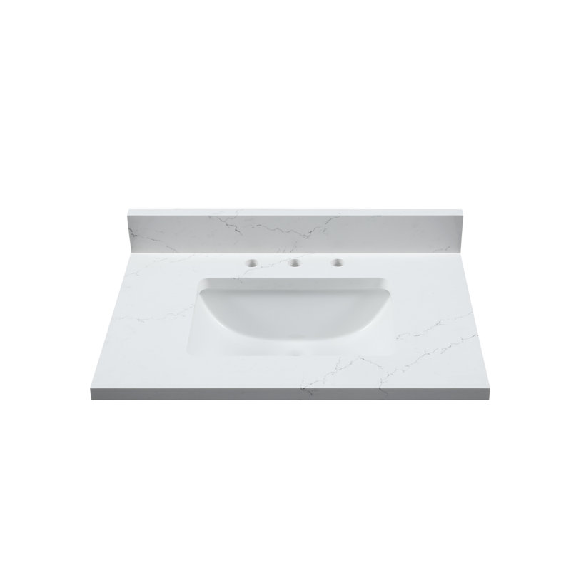Windfresh White Quartz Vanity Top with Integrated Ceramic Basin