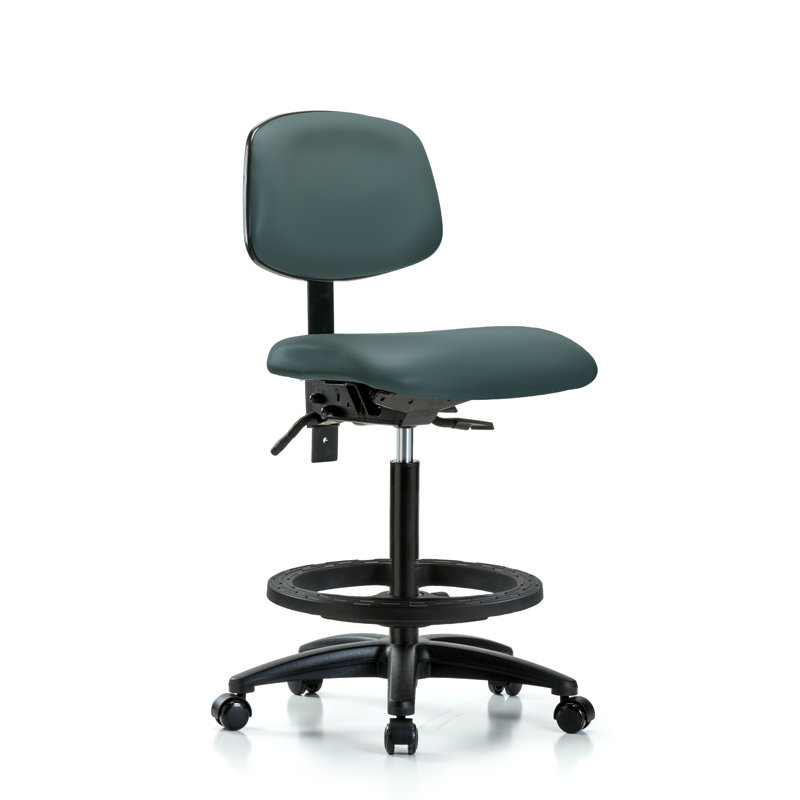 Nicholas Vinyl Drafting Chair, Casters, Colonial Blue, Not Included