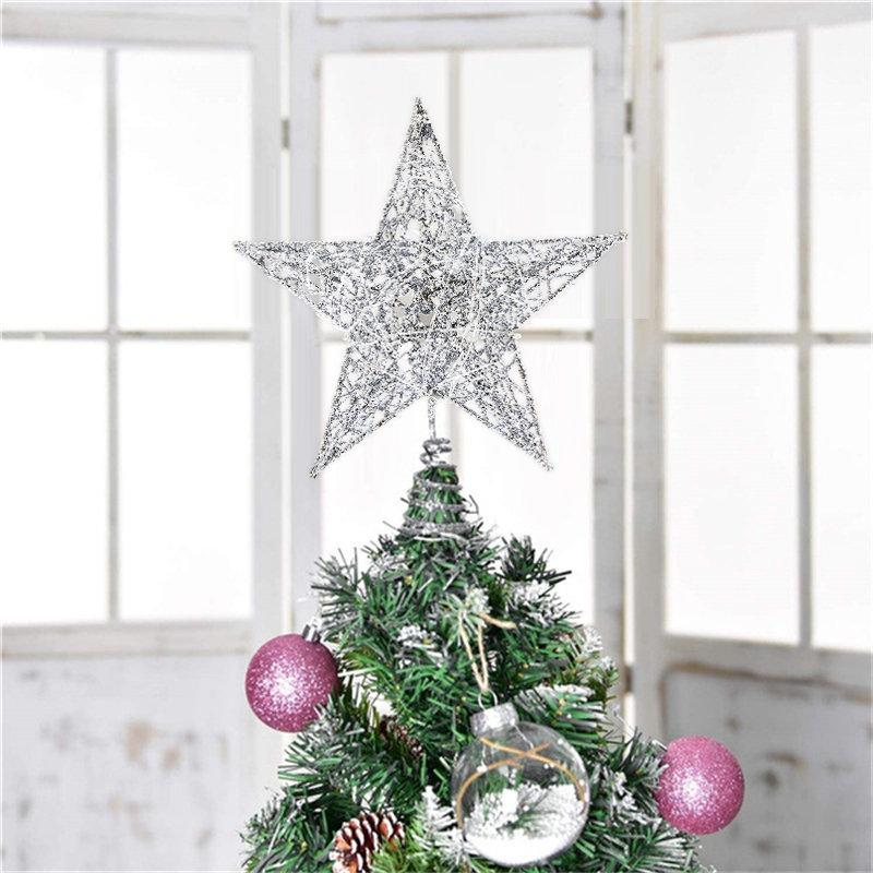 Metal Other Lighted Tree Topper, Silver, 23cm H x 20cm W x 20cm D