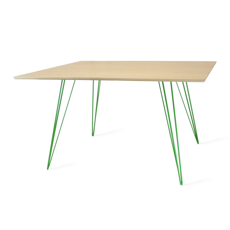 Williams Extendable Walnut Metal Base Dining Table, Green, 30'' H x 54'' L x 46'' W, Maple