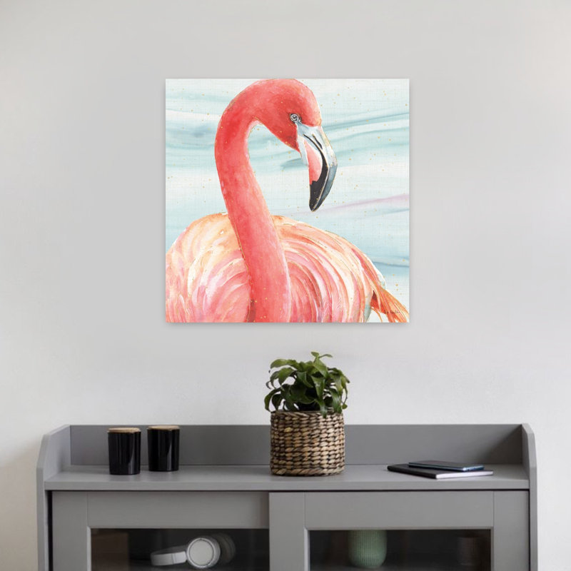 Oiseau flamant rose gracieux II, H 18 po x l 18 po