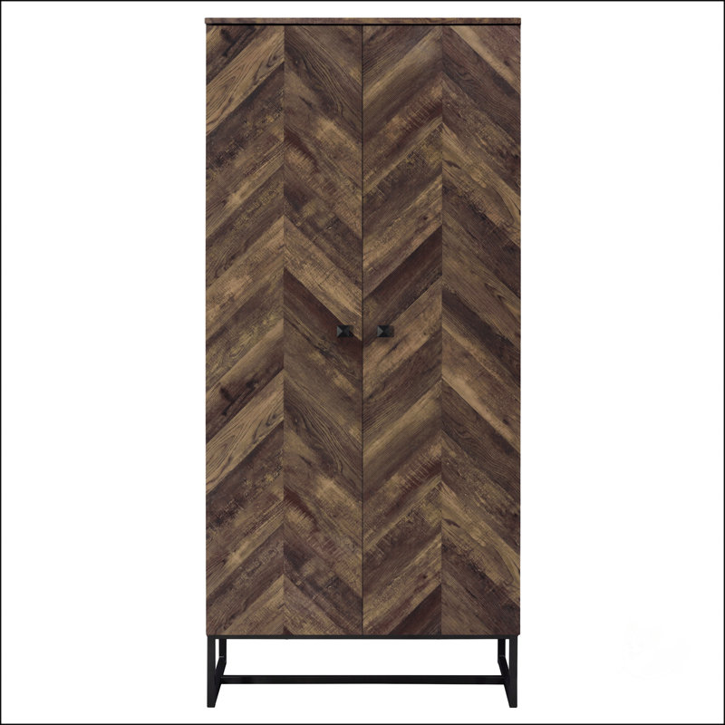 Armoire d'appoint à 8 tablettes en chêne rustique et bronze industriel, H 70,75 po x l 31,5 po x P 15,75 po