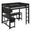 Lit mezzanine moderne en bois pleine grandeur avec bureau intégré, station de charge, lumière DEL, tablette de rangement, organisateur en tissu et rails de sécurité-91081905