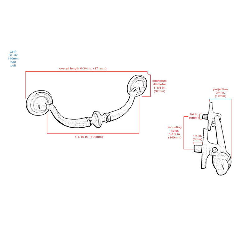 Origins 5 1/2" Center to Center Drop Handle