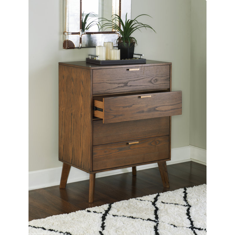 Commode 4 tiroirs Mathiatis, Brun moyen