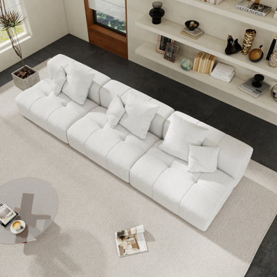 Kay Crumley 3-Piece Upholstered Modern Linen Fabric Modular Sofa