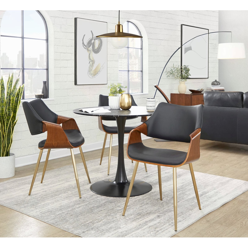 Chaises de salle à manger contemporaines avec similicuir rembourré et pieds en métal - ensemble de 2