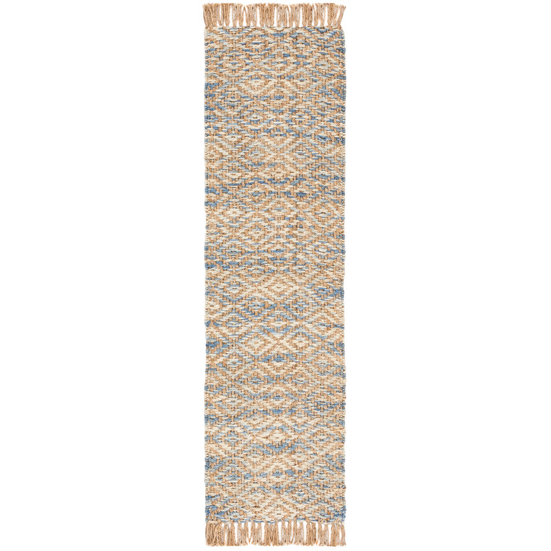 Leni Natural Fiber Hand Woven Jute Geometric Rug, Runner 2'3" x 8'