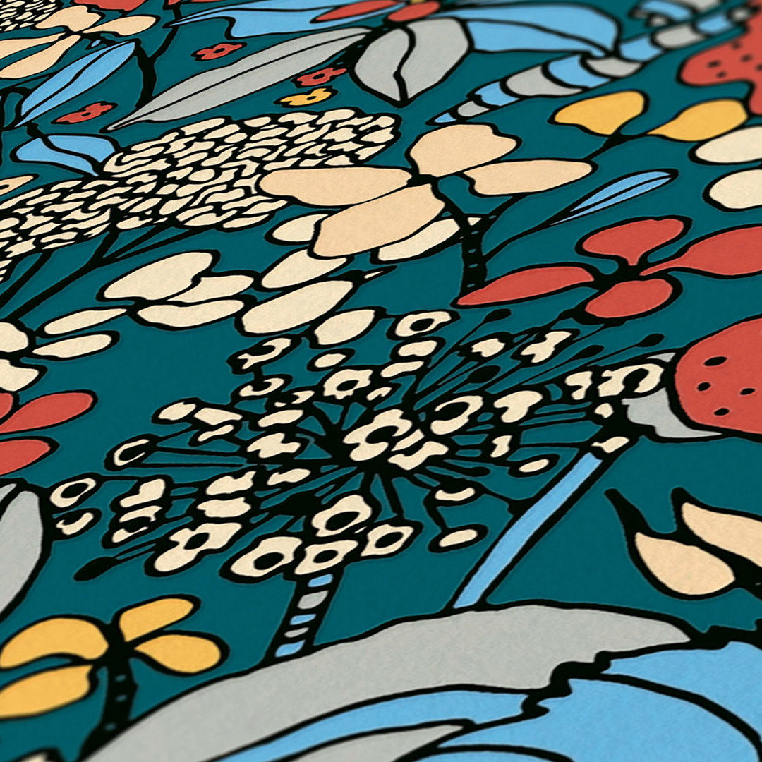 Zetta Floral Riot Floral Roll Winston Porter