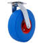 Ensemble de 4 roulettes plates de 4 pouces (4 pivotantes, 2 rigides) avec 4 roues en caoutchouc bleu et roulements à rouleaux