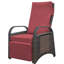 Fauteuil inclinable de jardin avec réglage à 2 boucles, coussin amovible et matériau protégé, fauteuil inclinable brun et rouge ajustable, tissé à la main, tissu aquatique
