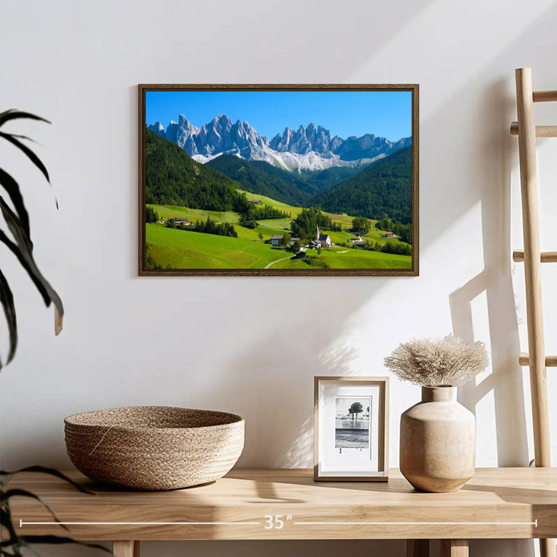 Village à Santa Maddalena, 19 po x 13 po, Cadre flottant noyer