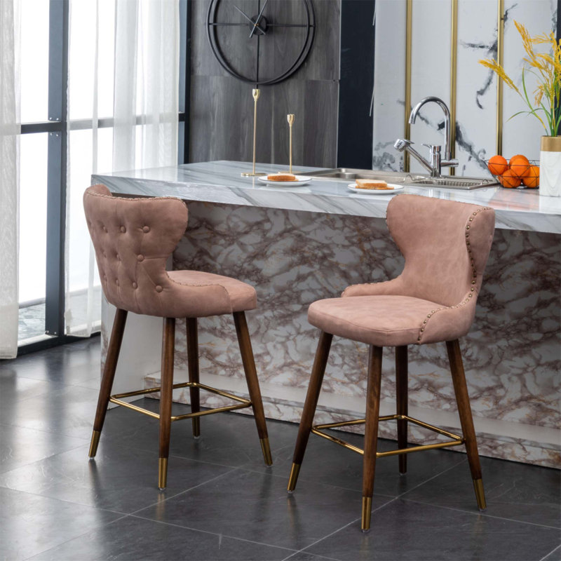 Ensemble de tabourets de comptoir Nevis Mid-Century, Rose