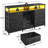 55"w Bookrack Media Dresser With Led Lights & Power Outlets - 8-drawer Fabric Storage Cabinet For Bedroom/living Room, 55.1" Wx13.8" Dx37.8" H					-1193987725