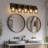 31" Industrial Vintage 5-Light Wall Sconce - Black Cage Wall Lighting Fixture With Wooden Accents For Bathroom, Hallway, Or Living Room