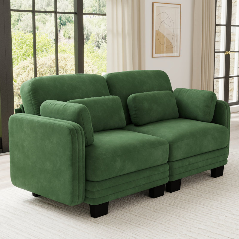 Canapés d'angle à compression, causeuse moderne modulaire en chenille verte pour la maison