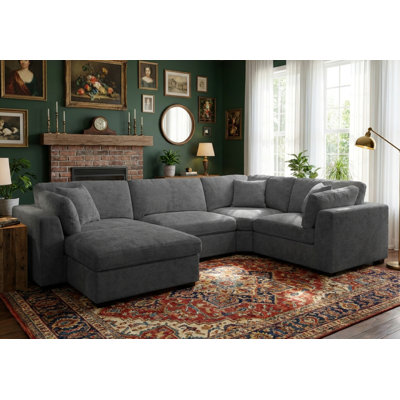 Modular Sectional Sofa, 5-Piece L-Shaped Couch With Ottoman, Reconfigurable Living Room Furniture