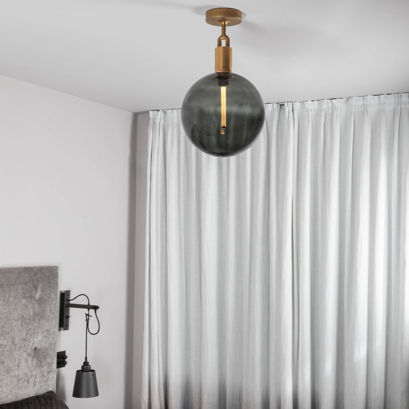 1 - Light Semi Flush Mount, Brass, Large, Smoked