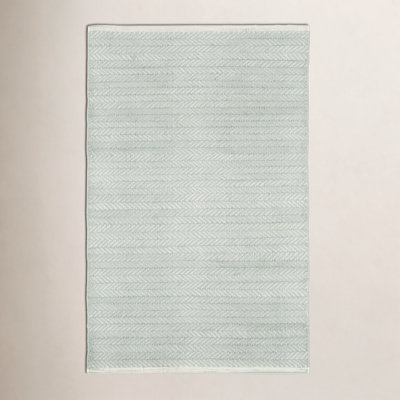 Herringbone Ocean Handwoven Cotton Rug