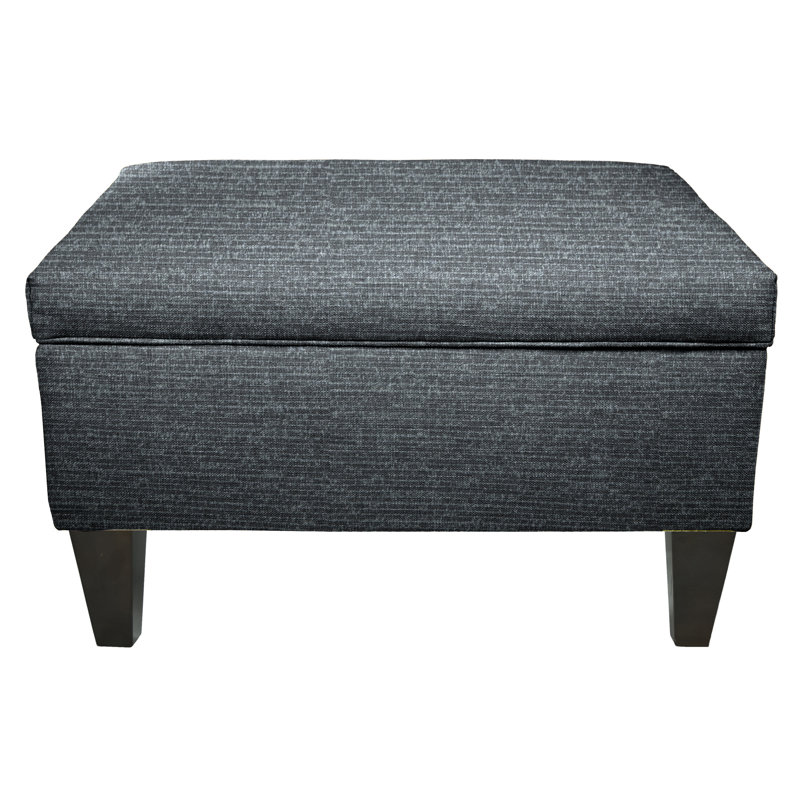 Zaylee Velvet Ottoman, Charcoal