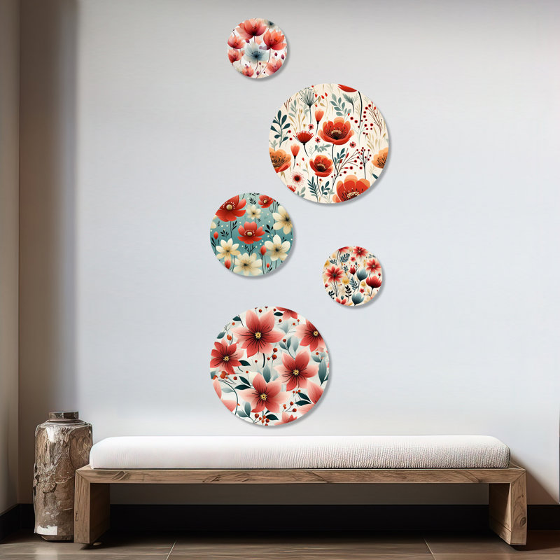 Giulia - Ensemble de 5 reproductions d'art floral