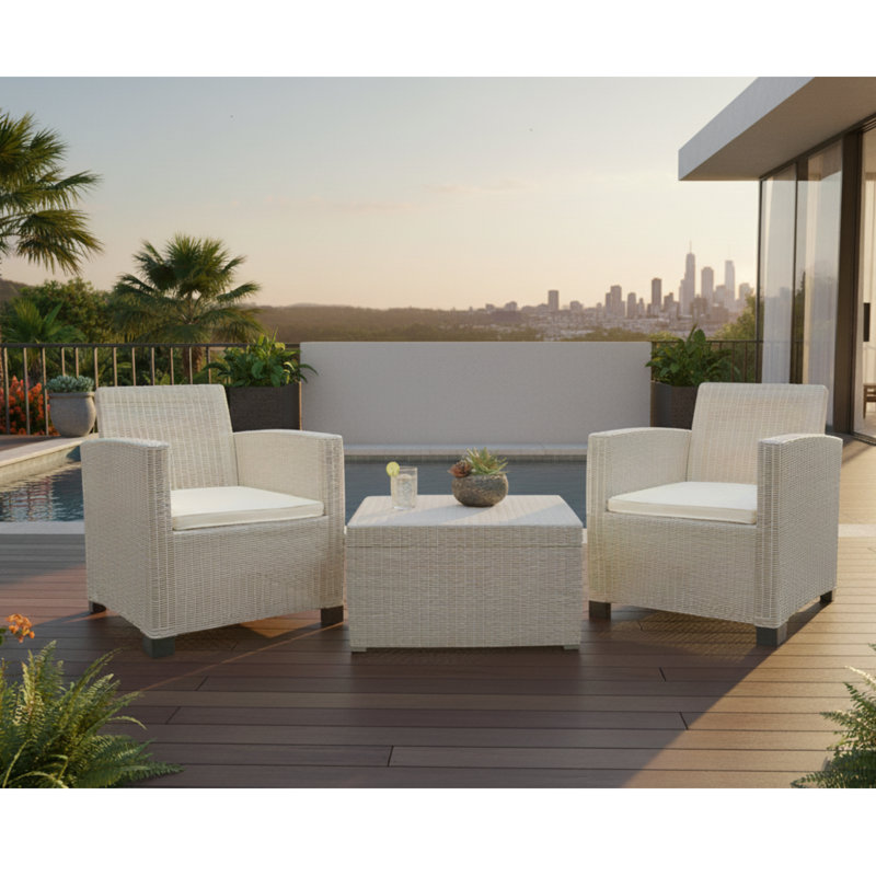 Ensemble de conversation pour 2 personnes - 3 pièces - Taupe, Ensemble de trois pièces : table, deux chaises, Taupe