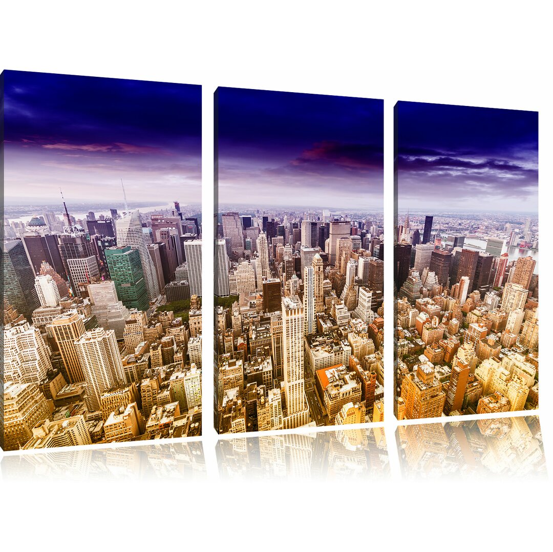 3-tlg. Leinwandbilder-Set „Skyline New York A“, Grafikdruck