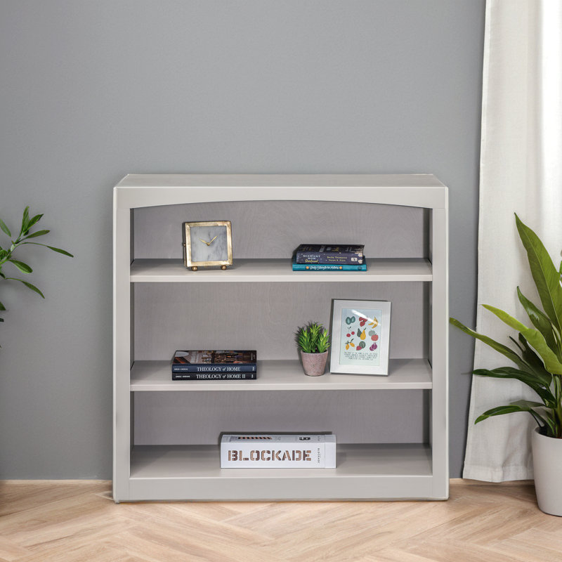 Ossy American Built Solid Wood Bookcase, Storm Gray, (3 Shelves) 36"H x 36"W x 12"D