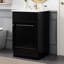 Meuble-lavabo de 50 cm avec lavabo en céramique noire. Meuble de rangement. Étagère de porte et tablette réglable. Revêtement imperméable pour la vasque. Meuble-lavabo noir. Vasque. Surface lisse et résistante aux taches. Silencieux