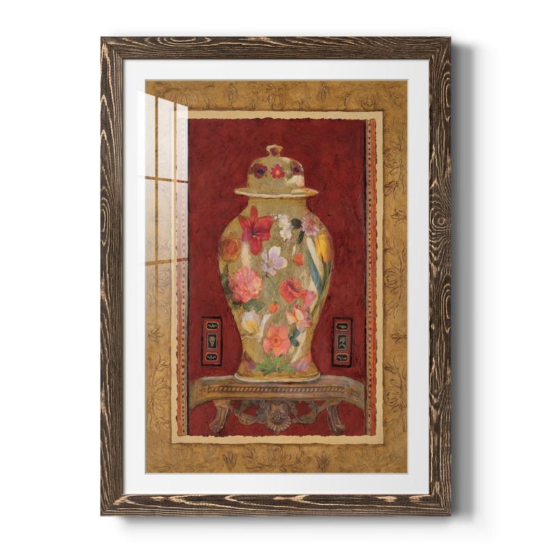 Romantique urne I - peinture encadrée, H 37,5 po x l 27,5 po x P 1,5 po, Papier, cadre noyer