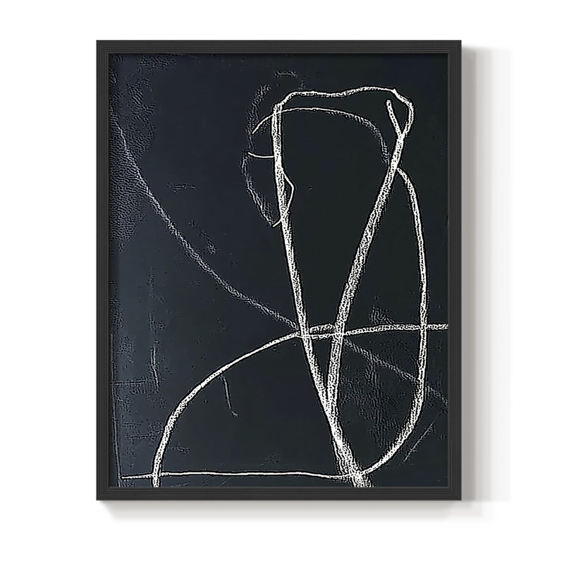 Série ABSTRACT DCXIV, reproduction encadrée - bois massif, H 30 po x l 24 po, Noir, noir, noir, noir
