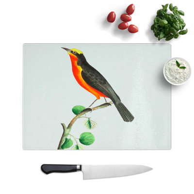 Tempered Glass Barbary Shrike Bird Chopping Board