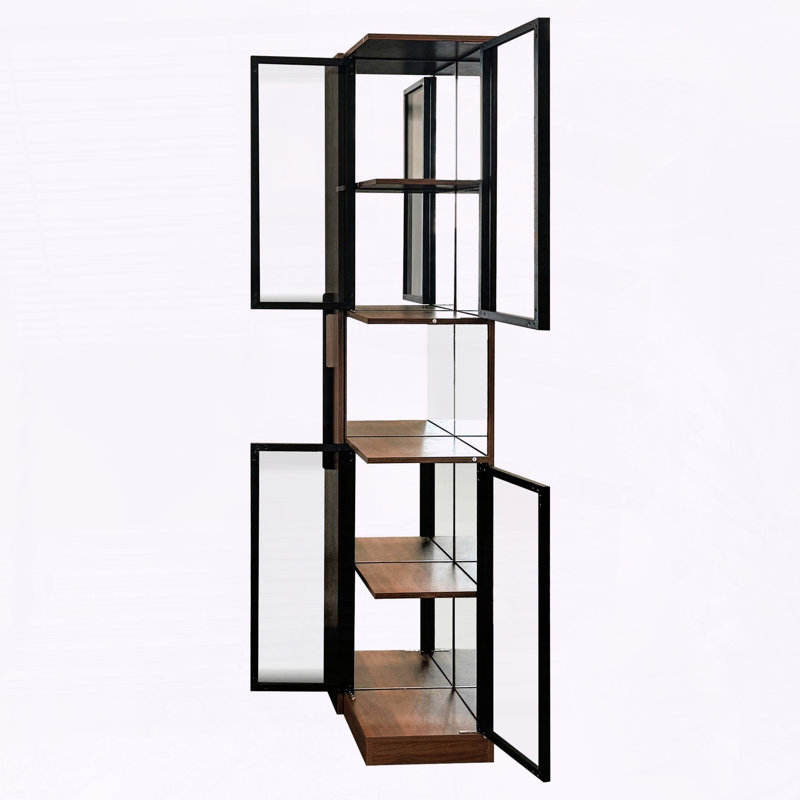 70" Display Cabinet with Glass Doors, Lights, and Pull-Out Shelf