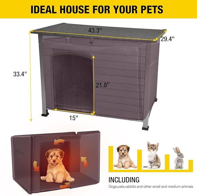 Doyla Portable Igloo Style Dog House, 33.4" H x 43.3" W x 29.4" D