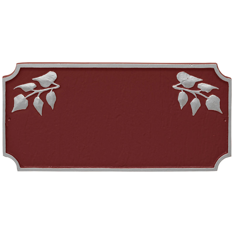 Plaque d’adresse murale sur 2 lignes camden ivy, Rouge brique / argent, Oui