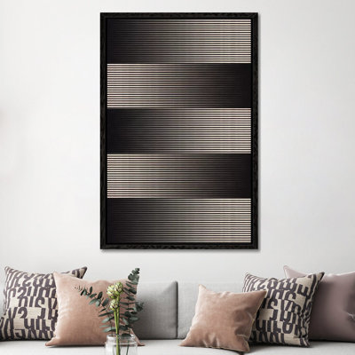 Modern Art- Grayscale by 5by5collective - Floater Frame Rectangle Print on Canvas
