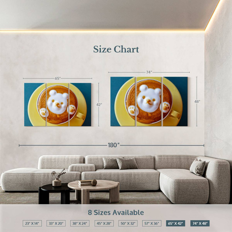 Yarlin Bear Latte Coffee, 42" H x 65" W