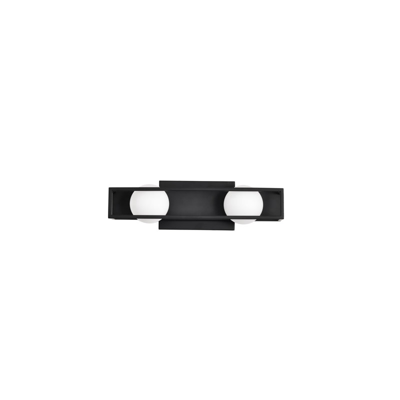 Elys - Meuble-lavabo 2 lumières DEL 16 pouces avec verre givré Elys, Noir mat