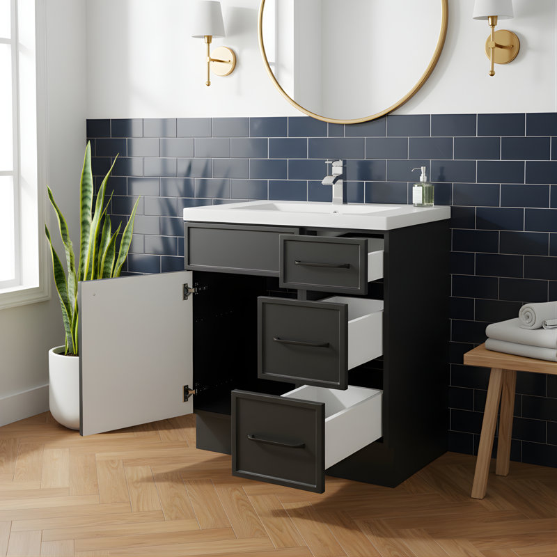 Ensemble de meuble-lavabo simple 30 po Manhattan, Noir, Noir, 30"