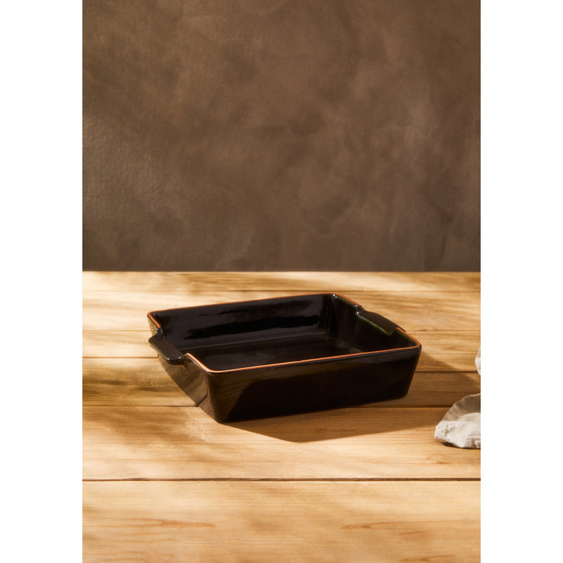Symple Stuff Calisto Square Stoneware Baker Bakeware, Black, 7cm H x 28cm W x 25cm D