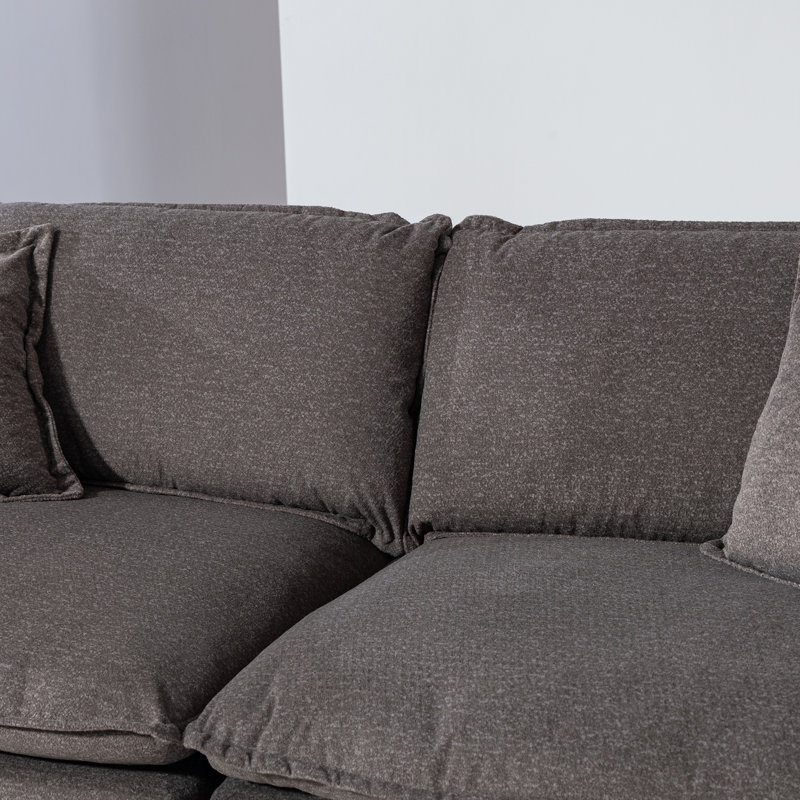 Canapé d'angle 2 places rembourré à accoudoirs carrés, 78 pouces de large, style nuage confortable, Gris foncé