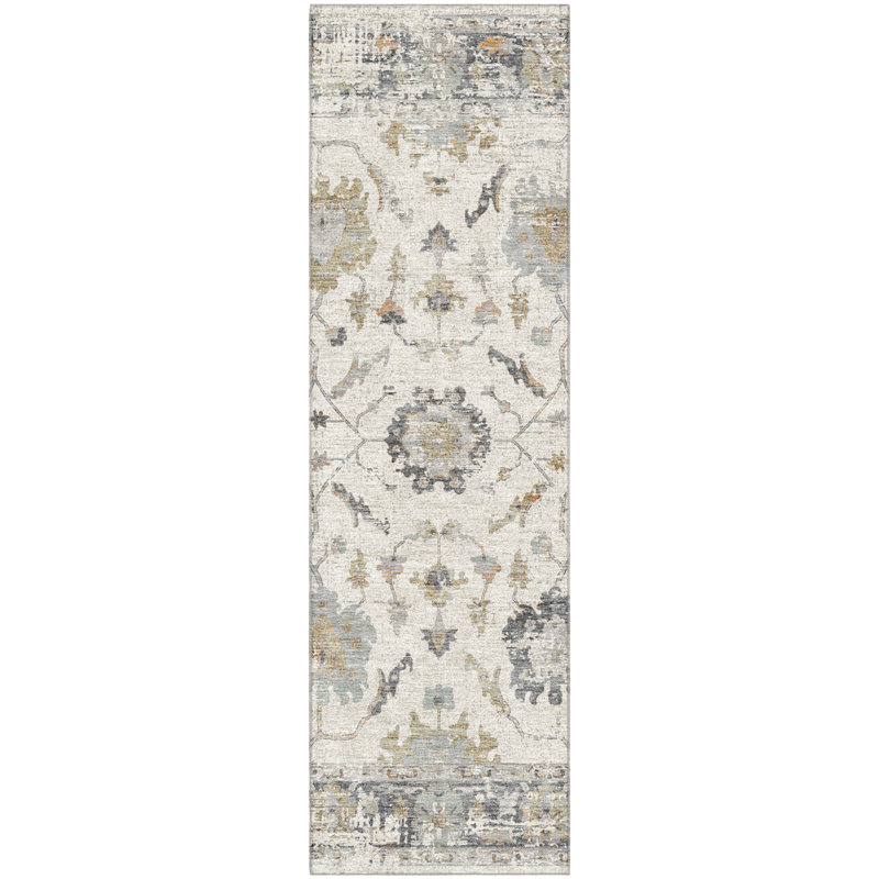 Premium Machine Washable Mundell Border Rug, Runner 2'3" x 7'6"