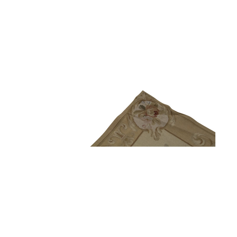 Hand-Knotted High-Quality Beige and Gold Runner