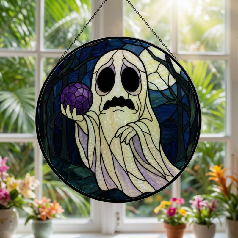 Vitrail en verre coloré 12 "H Ghost