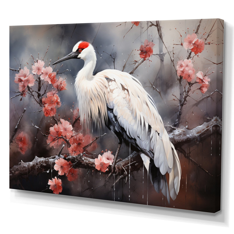 Grue rouge de Chine II - impression, H 12 po x l 20 po x P 1 po, Toile tendue