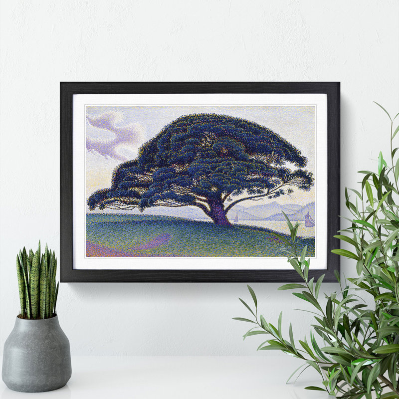 The Bonaventure Pine by Paul Signac - Picture Frame Painting, 36cm H x 48cm W x 2cm D, Black Framed