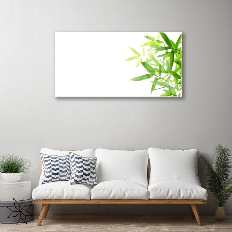 Glass Print Wall Art 100X50cm Image Printed On Glass Decorative Wall Picture Behind Toughened / Tempered Safety Real Glass For Kitchen & Living Room Theme: Leaves Floral